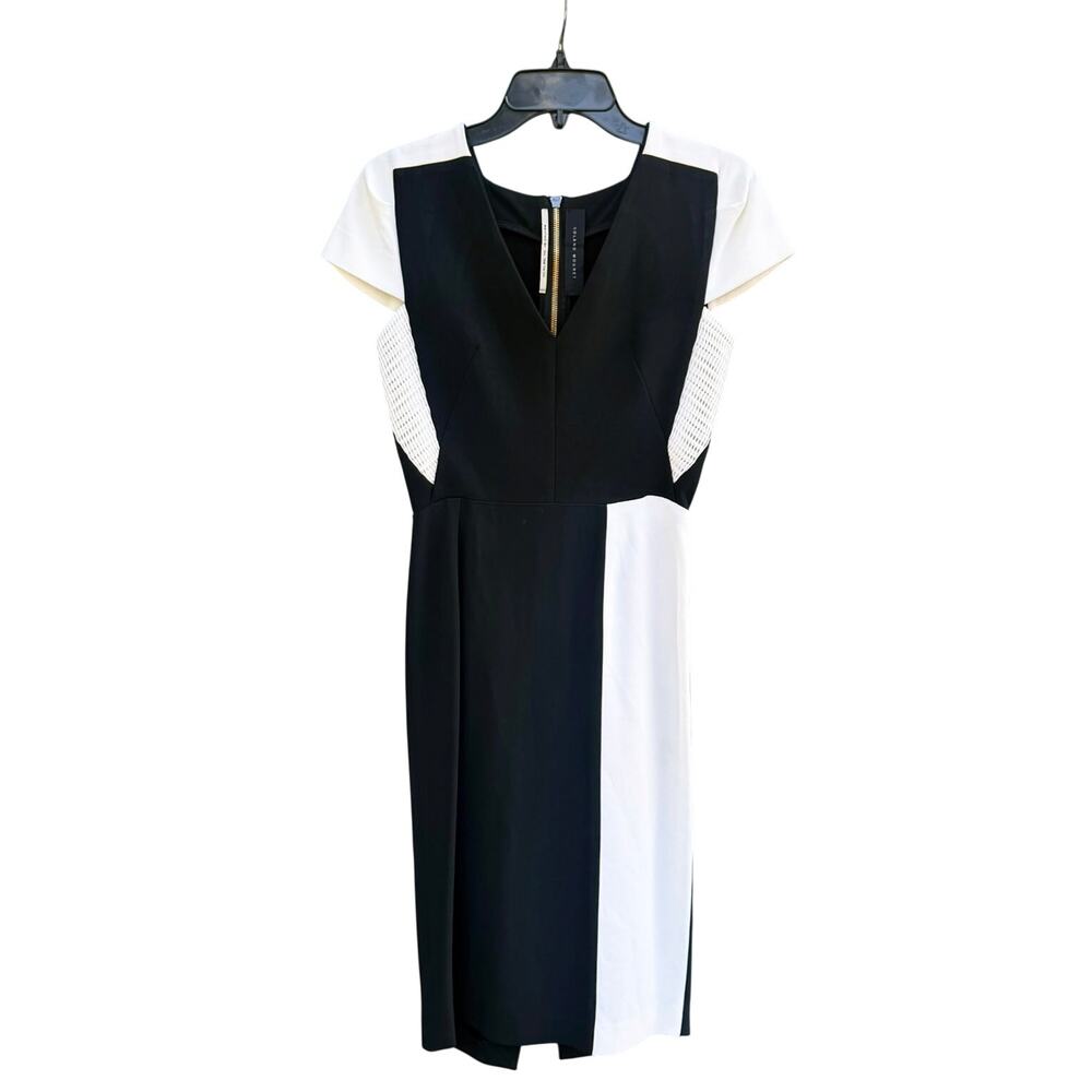 ROLAND MOURET Black & White Sheath Dress Cocktail Dress FR 36 US 4